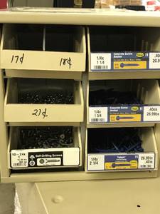 Cabinet with assortment of screws