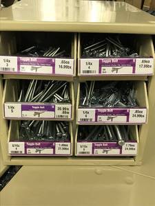 Cabinet with Assorted Toggle Bolts