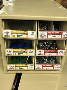 Cabinet with Assorted Drive Wall Anchors and Plastic Anchors