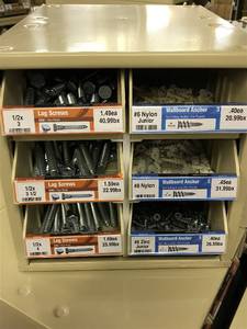Cabinet with Wallboard Anchors and Lag Screws