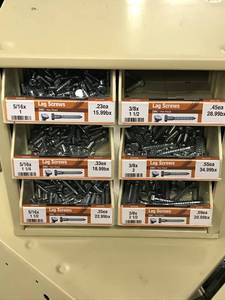 Cabinet with Assort  Lag Screws