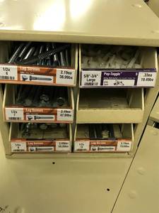 Cabinet with Assort Pop Toggle and Lag screws