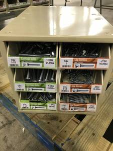 Cabinet with Assort Lag Screws and Carriage Screws