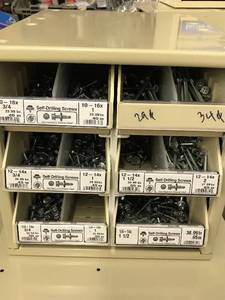 Cabinet with assort self drilling screws