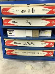 Cabinet with Assort Wire ConnectorsTerminalsWashersScrews