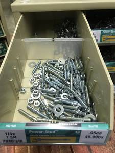 Cabinet with Assorted Power-Stud Wedge Anchors