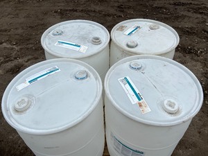 lot 38 image: Lot Of (4) 55-Gallon Poly Barrels
