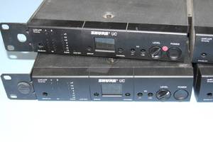 lot 23 image: Lot of Four (4) Shure Wireless Pro Audio Diversity Receivers w Rack Mount Hardware