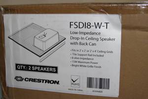 lot 38 image: PAIR of NEW Crestron 8 Full Range Drop In Pro Audio Ceiling Speakers