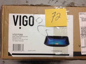 VIGO Turquoise Water Handmade Countertop Glass Rectangular Vessel Bathroom Sink