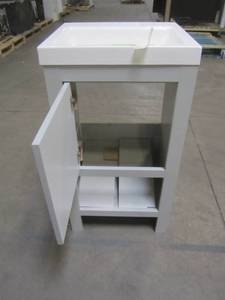 lot 37 image: Glacier Bay Spa 18-12 in. W Bath Vanity in Dove Gray with Cultured Marble Vanity Top in White with White Sink PPSPADVR18
