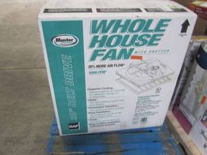 lot 50 image: Master Flow 6000 CFM 30 in. Belt Drive Deluxe Whole House Fan with Shutter 30BWHFS