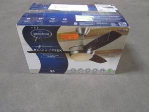 lot 200 image: Harbor Breeze Beach Creek 44-in Brushed Nickel LED Indoor Ceiling Fan with Light Kit TG44BNK3D1RC (SM)