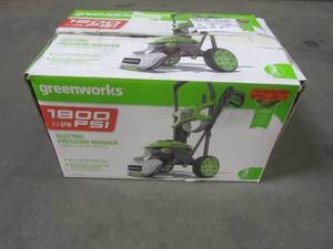 lot 202 image: Greenworks 1800-PSI 1.1-GPM Cold Water Electric Pressure Washer GPW1803 (SM)