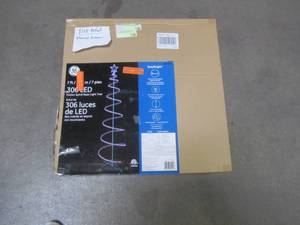 lot 215 image: GE 7-ft Motion Spiral Rope Light Tree 306 LED Lights 8 Functions, Multi Color 847967 (SM)