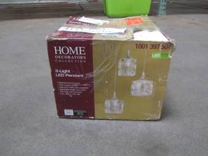 lot 221 image: Home Decorators Collection 3-Light Polished Chrome LED Pendant 1001397584 (SM)