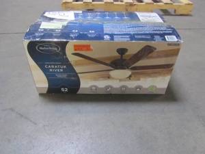 lot 242 image: Harbor Breeze Caratuk River 52-in Bronze Indoor Downrod Mount Ceiling Fan with Light Kit 40046 (SM)