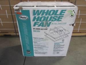 lot 66 image: Master Flow 6000 CFM 30 in. Belt Drive Deluxe Whole House Fan with Shutter 30BWHFS