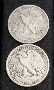 2 WALKING LIBERTY HALF DOLLARS 1934 1934-S