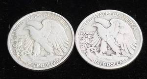 2 WALKING LIBERTY HALF DOLLARS 1942-S 1944
