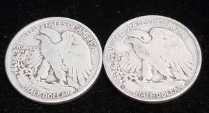 2 WALKING LIBERTY HALF DOLLARS 1936 1941-S
