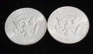 2 BU-UNC 1964 KENNEDY SILVER HALF DOLLARS