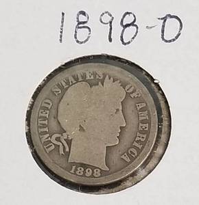 2 BARBER DIMES 1898-O 1899-O