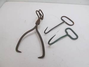 lot 143 image: bale hooks, ice tongs