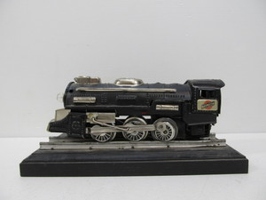 lot 9 image: Vintage Tin Toy Chicago Northwestern Train Engine Mounted on Wood Base