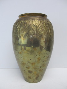 lot 38 image: Large Chased Brass Vase