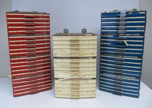 lot 25 image: Lot of 3 OHMITE Resistor Organizer Cabinets FULL of Resistors - Organized & Labeled