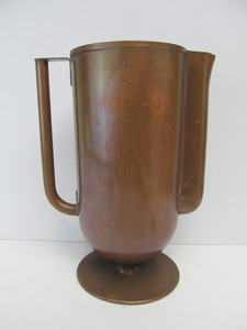 lot 26 image: Large Old Vintage Deco Solid Copper Pitcher