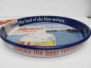 lot 107 image: Vintage HAMMS Advertising Beer Tray Coasters & Button