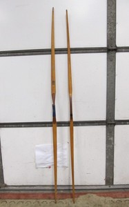 lot 80 image: 2 Old Vintage Wood Archery Long Bows