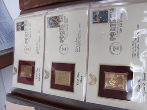 lot 98 image: 3 Albums FULL of Gold Replicas of US Stamps
