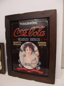 lot 138 image: 2 Antique Style COCA COLA Advertising Mirror Signs