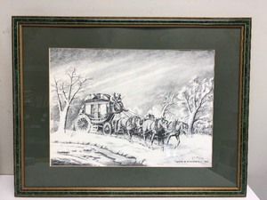 lot 148 image: Pair of Framed Signed & Numbered CARL HAWK WesternStagecoach Prints