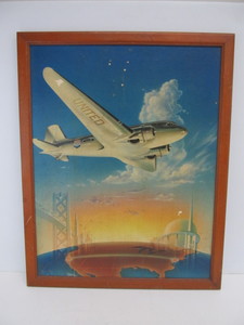 lot 187 image: Original 1930s DELTA AIRLINES Transcontinental Flight Advertising Display SignPoster