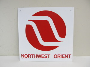 lot 191 image: Northwest Orient Airlines Metal Advertising Sign