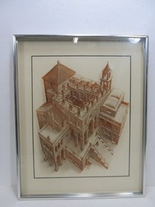 lot 217 image: Vintage 1960s MC ESCHER 3D Floating Litho on Glass 