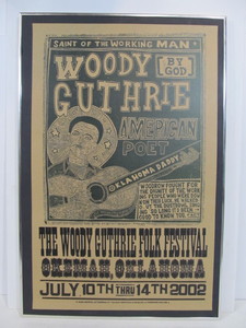 lot 220 image: Woody Guthrie American Folk Festival Hand Printed Letterpress Poster