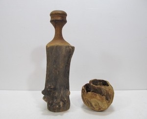 lot 223 image: Pair of Artist Made Turned Wood Pieces