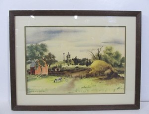 lot 235 image: Framed Orig Vintage Late 1930s ADOLF DEHN Gelatone Print Minnesota Farm