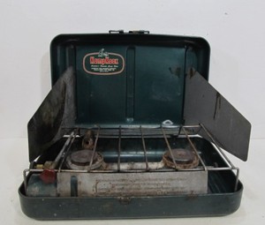 lot 250 image: Vintage KAMPKOOK Portable Camp Stove by the American Gas Machine Company