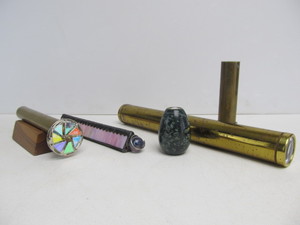 lot 256 image: Lot of 5 Assorted Brass Stained Glass etc Kaleidoscopes 