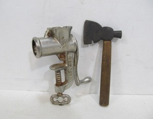 lot 275 image: Old Vintage Miniature IronWood Hatchet & Meat Grinder