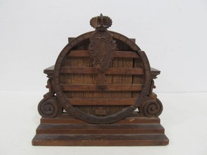 lot 281 image: Very Cool Antique Ornate Barrel-Form Hinged Wooden Box