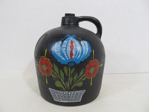 lot 292 image: Stoneware Jug Hand Painted Floral Folk Art