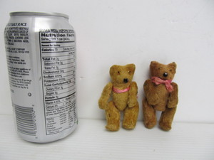 lot 99 image: 2 Old Vintage 1930s Era Miniature Jointed Teddy Bears
