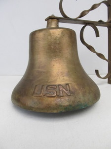 lot 5 image: Large Original Vintage U.S. NAVY Solid Brass Bell